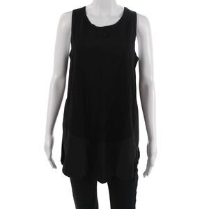 Meimeij Women Basic Tunic Tank Black Silk Round Neck Sleeveless Size 40